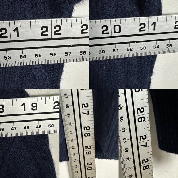 Saks Fifth Avenue Cable Knit Crew Sweater Navy Blue Mens XL Merino Wool Cashmere - Picture 10 of 12